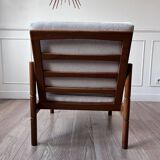 Fauteuil scandinave tissu blanc