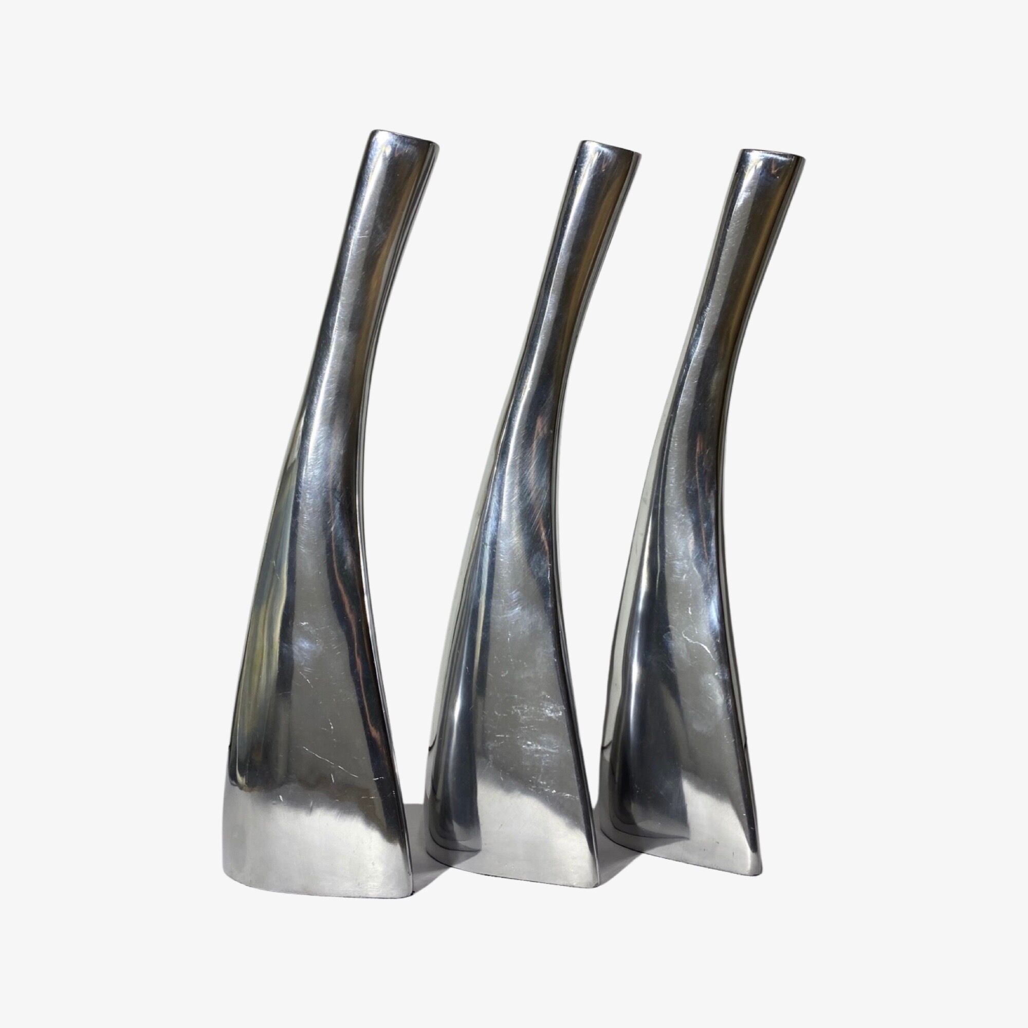 Set of 3 silver candlestick holders, denmark