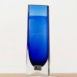 Swedish glass block vase from the mid-century by Aseda Sweden, 1960s.