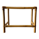 Vintage side table in bamboo and smoked glass - end table