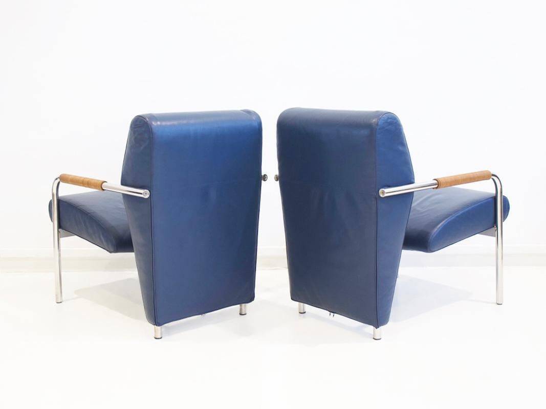 Pair of blue Niccola sun loungers by Andrea Branzi for Zanotta