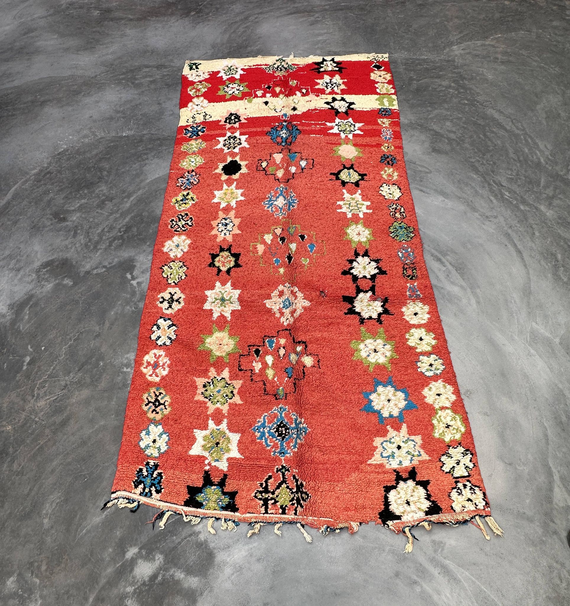 Tapis Marocain boujad orange - 173 x 350 cm