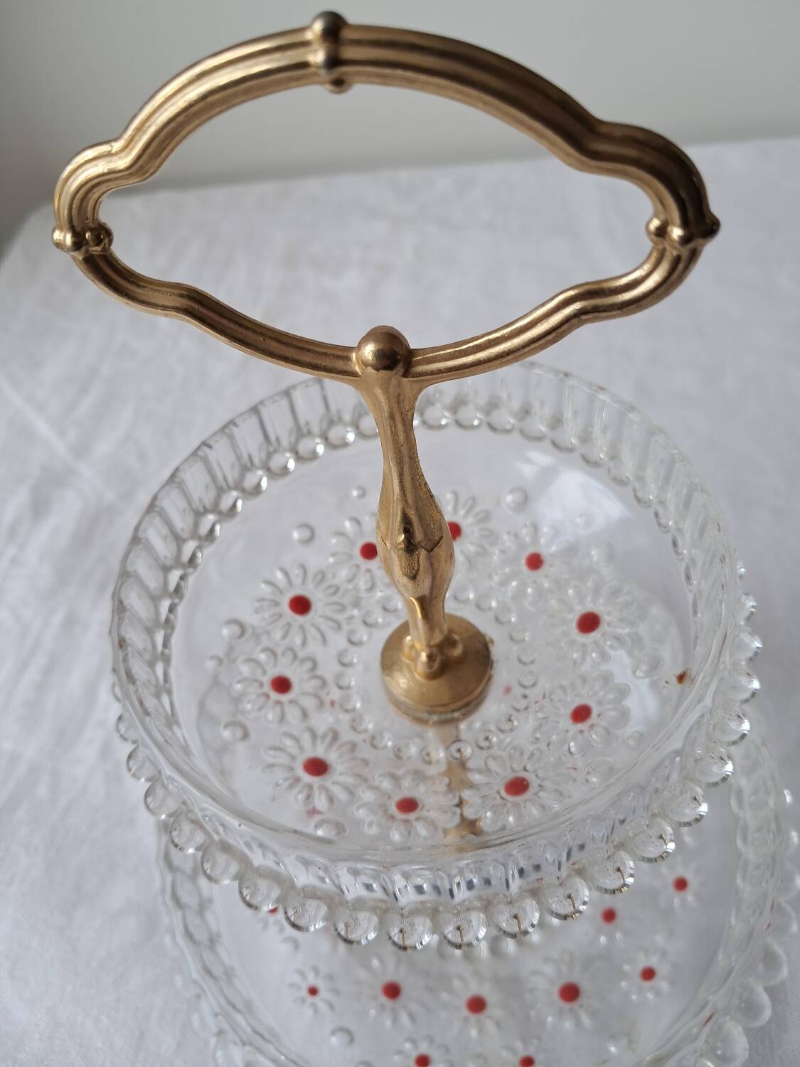 Paloma series glass tiered tray, Attributed to Walther Glas. 1970