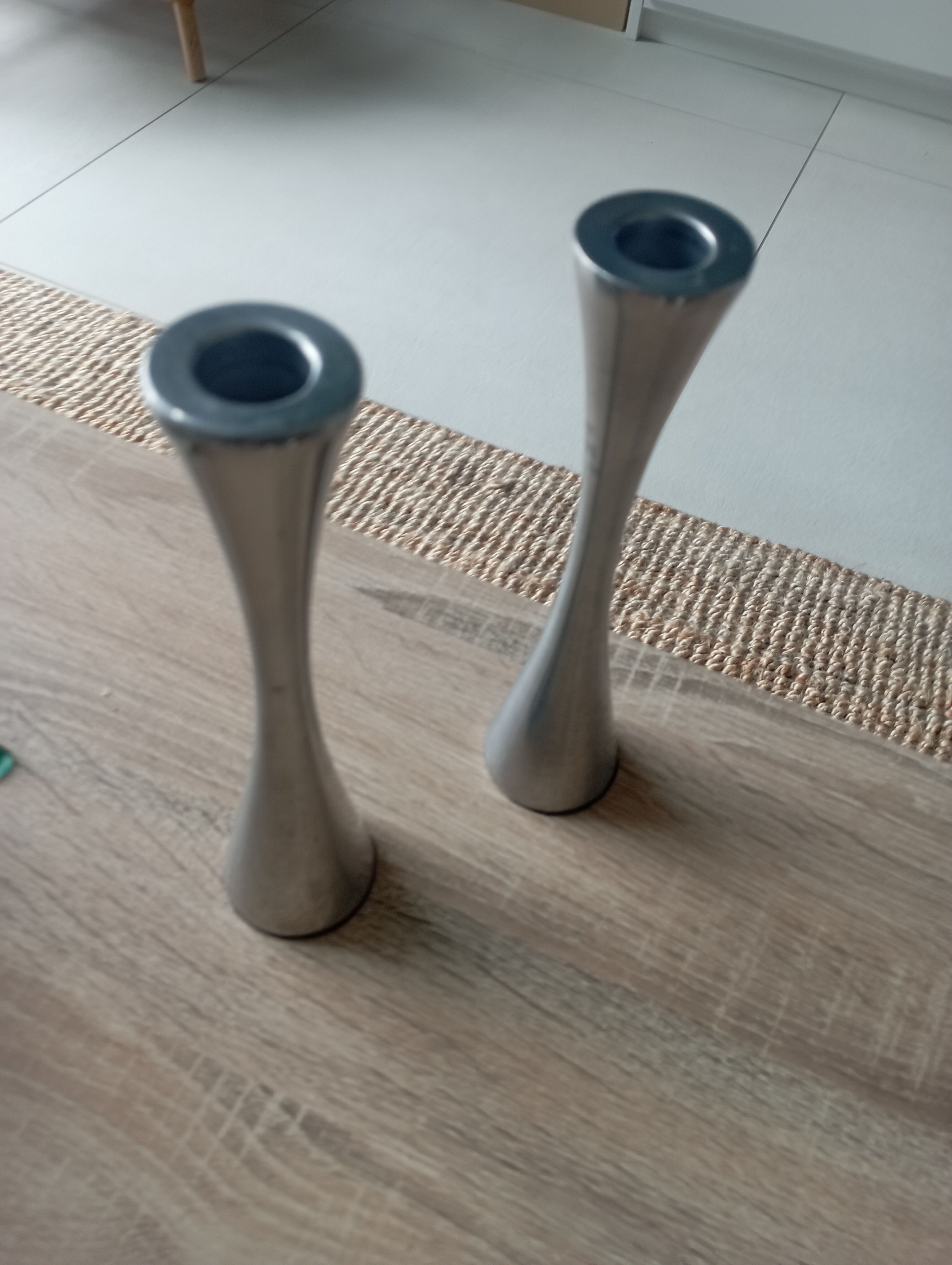 2 vintage stainless steel candle holders, 70 years