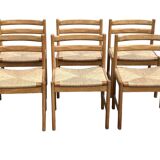 Vintage dining chairs set of 6 oak and rattan design minimalist design