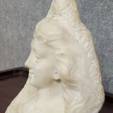 Lebrun: Bust of a young girl sculpted in white marble, Art Nouveau period