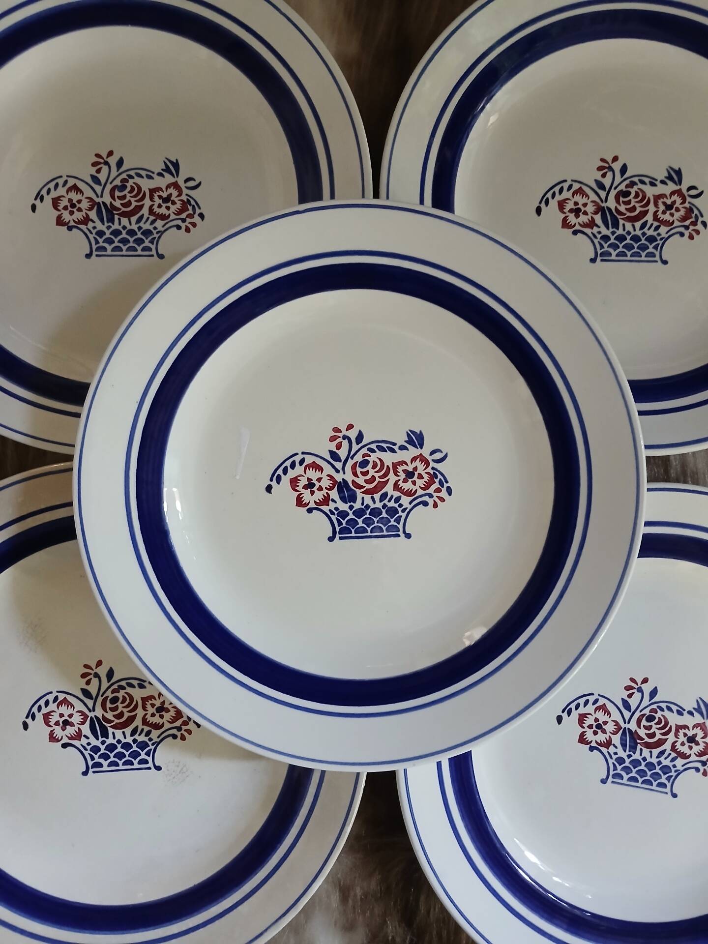 5 assiettes à dessert anciennes Digoin et Sarreguemines
