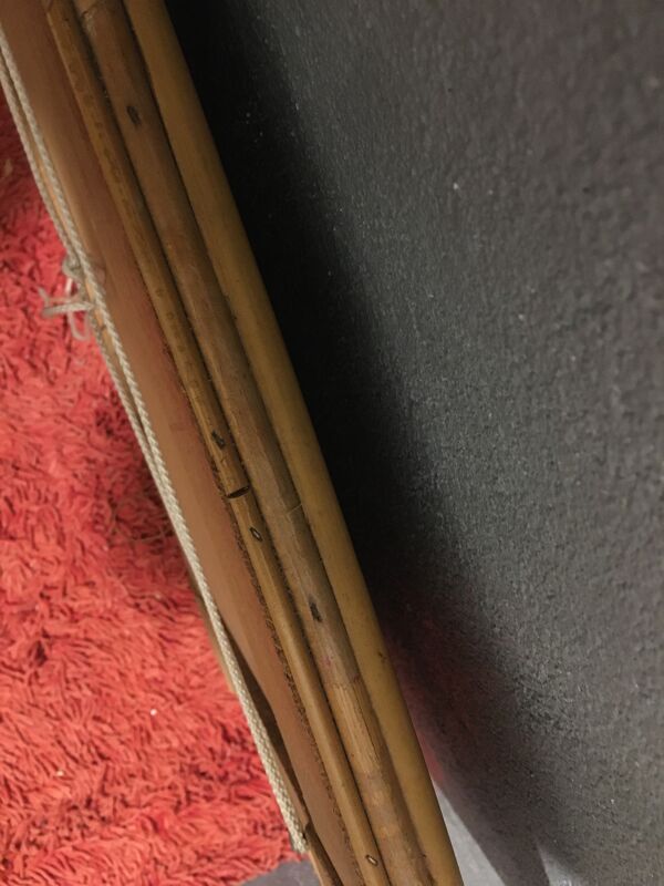 Miroir des années 1970 bambou et rotin