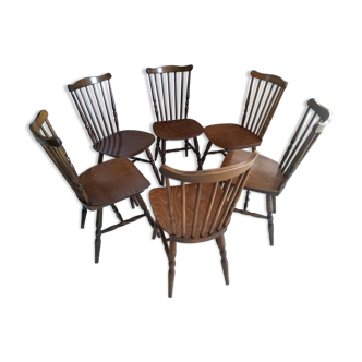 Suite of 6 chairs by Baumann model Tacoma 1970s