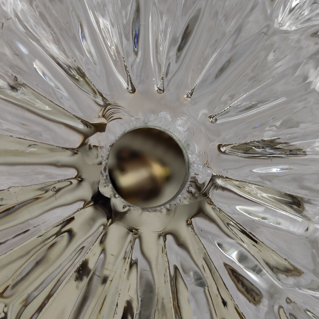 Ceiling lamp in glass and brass