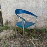 Série de 6 fauteuils design italien en cuir et métal chromé vintage