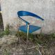Set of 6 vintage Italian design chairs in leather and chrome metal.