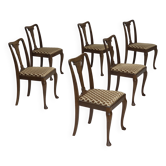 Ensemble de 6 chaises danoises, Années 1930, meubles en velours, bois de chêne, retapissés