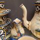 Tea service full coffee earthenware Quimper Henriot cups sugar bowl pot milk jar