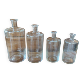 Series 4 blown glass pharmacy apothecary bottles