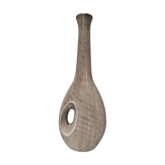 Vase high ceramic neck striated years 50 / 60 XL 40 cm