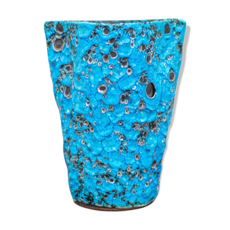 Vase céramique Fat Lava turquoise écume de mer vase cratère bleu, Emaux turquoise, Charles Cart