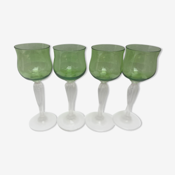 4 crystal wine glasses val saint lambert