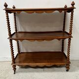 Napoleon III console table with three shelves in mahogany and veneer, 19th century