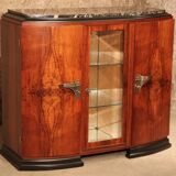 Art Deco 1930 walnut display cabinet