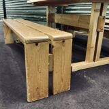 Set benches and table Charlotte Perriand model "Les Arcs"