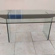 Vintage 1970s Italian design glass dining table.