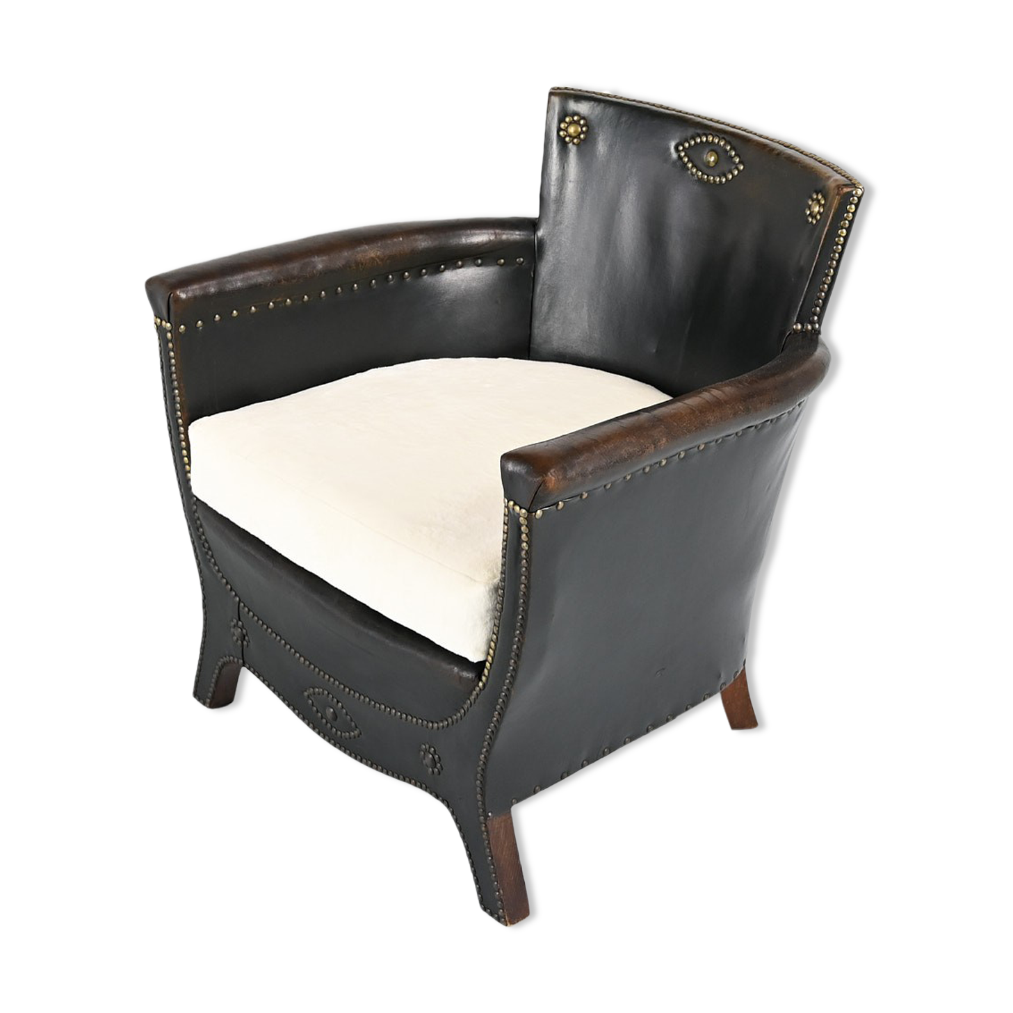 Otto Schulz leather club chair, for Boet. Sweden, C.1940
