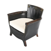 Otto Schulz leather club chair, for Boet. Sweden, C.1940
