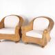 Pair of woven wicker armchairs