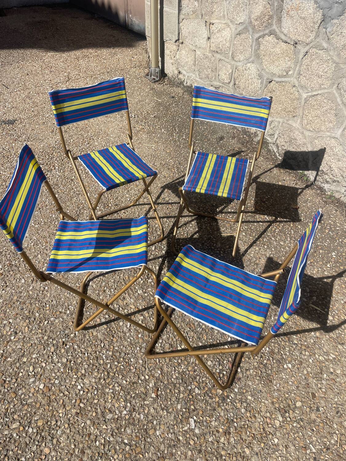 Set of 4 vintage folding camping chairs