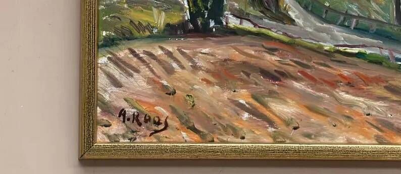 Original Swedish Oil on Panel – “Landscape” by Alexander Roos (1895–1973) – Signed – Vintage & Framed – 48 × 41 cm