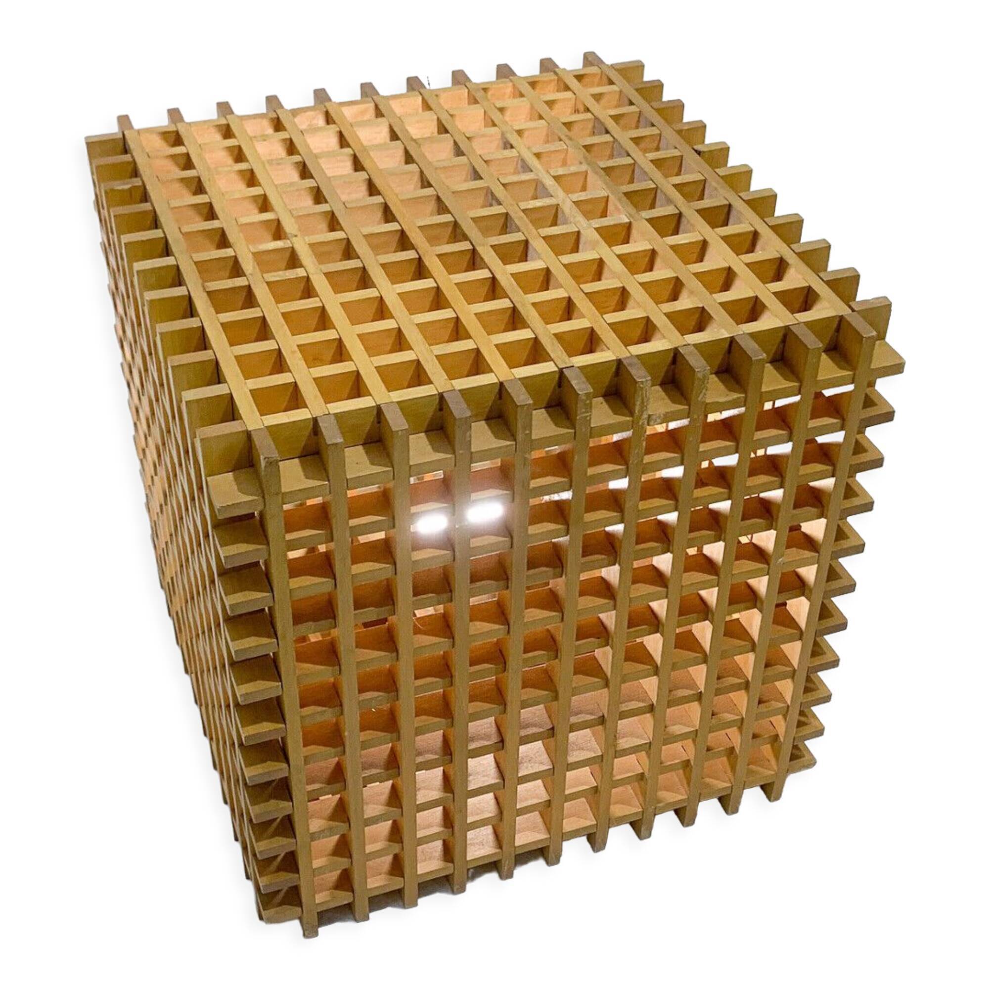 Mid-Century Modern Italian Wooden Cube Lamp, 1960s