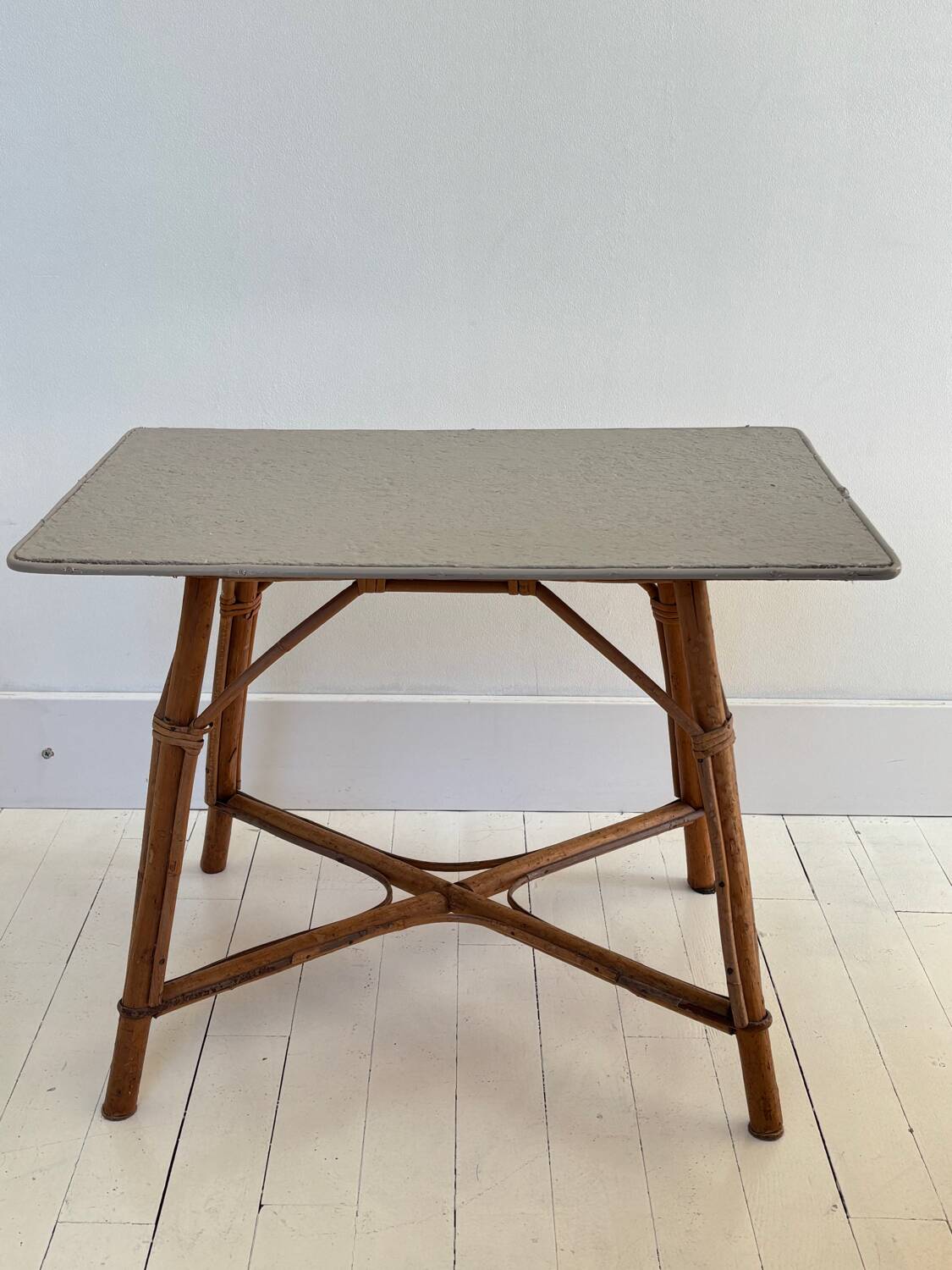 Rattan and wood table