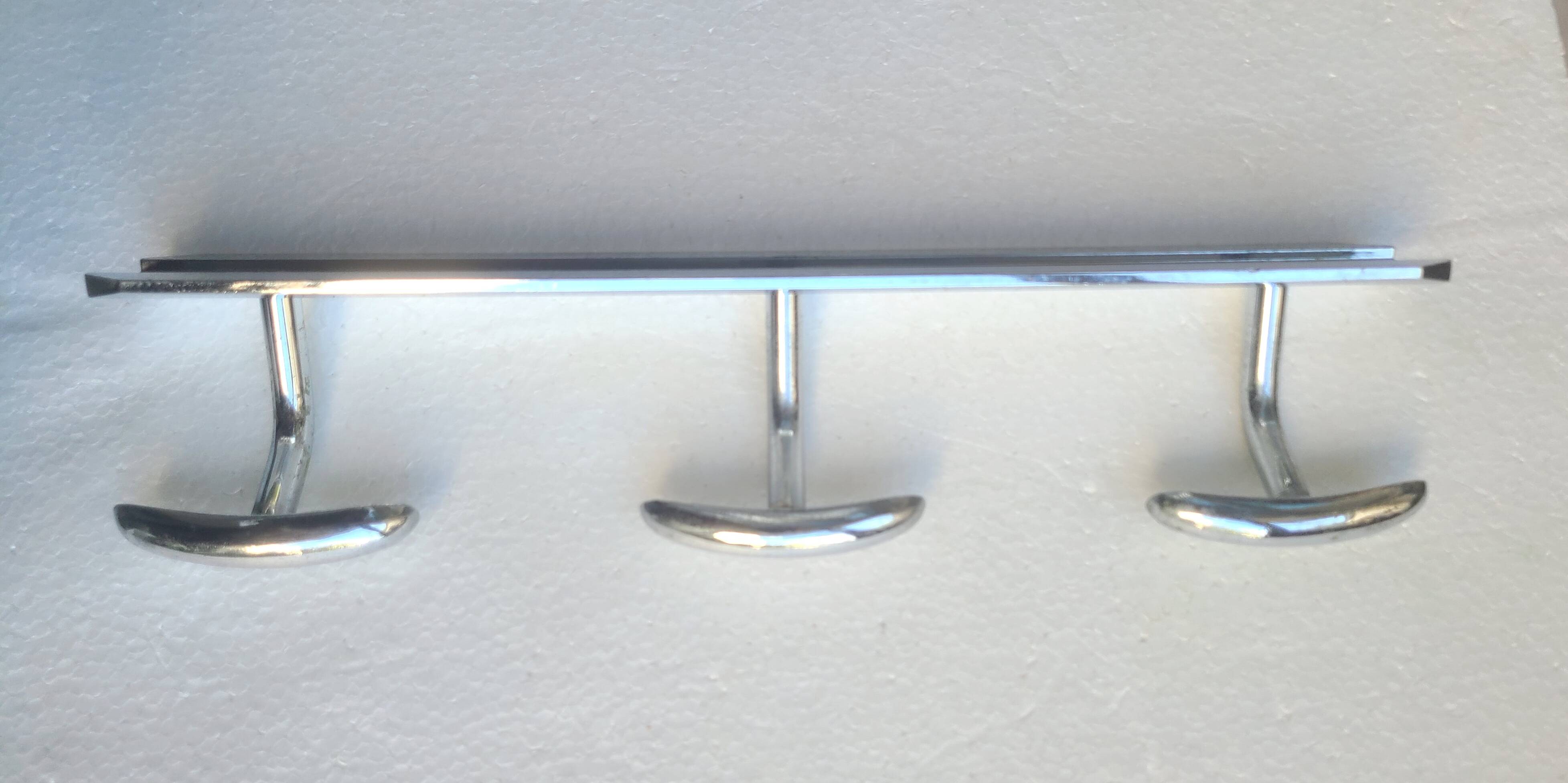 3-hook coat rack, chrome-plated, 60s