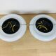 Pair of opaline wall lamps Regent half spheres 29 cm