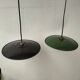 2 enameled sheet metal pendant lights