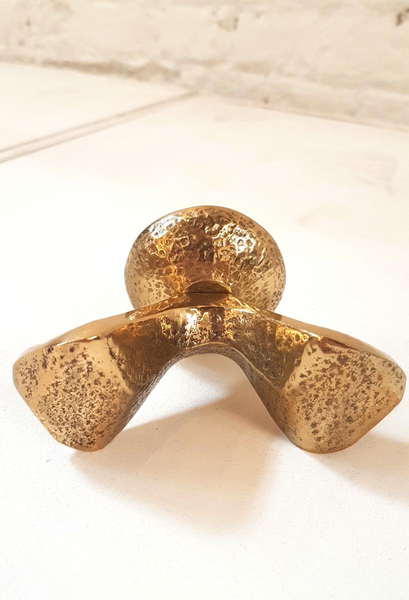 Set of 5 massive bronze brutalist candlesticks 1980