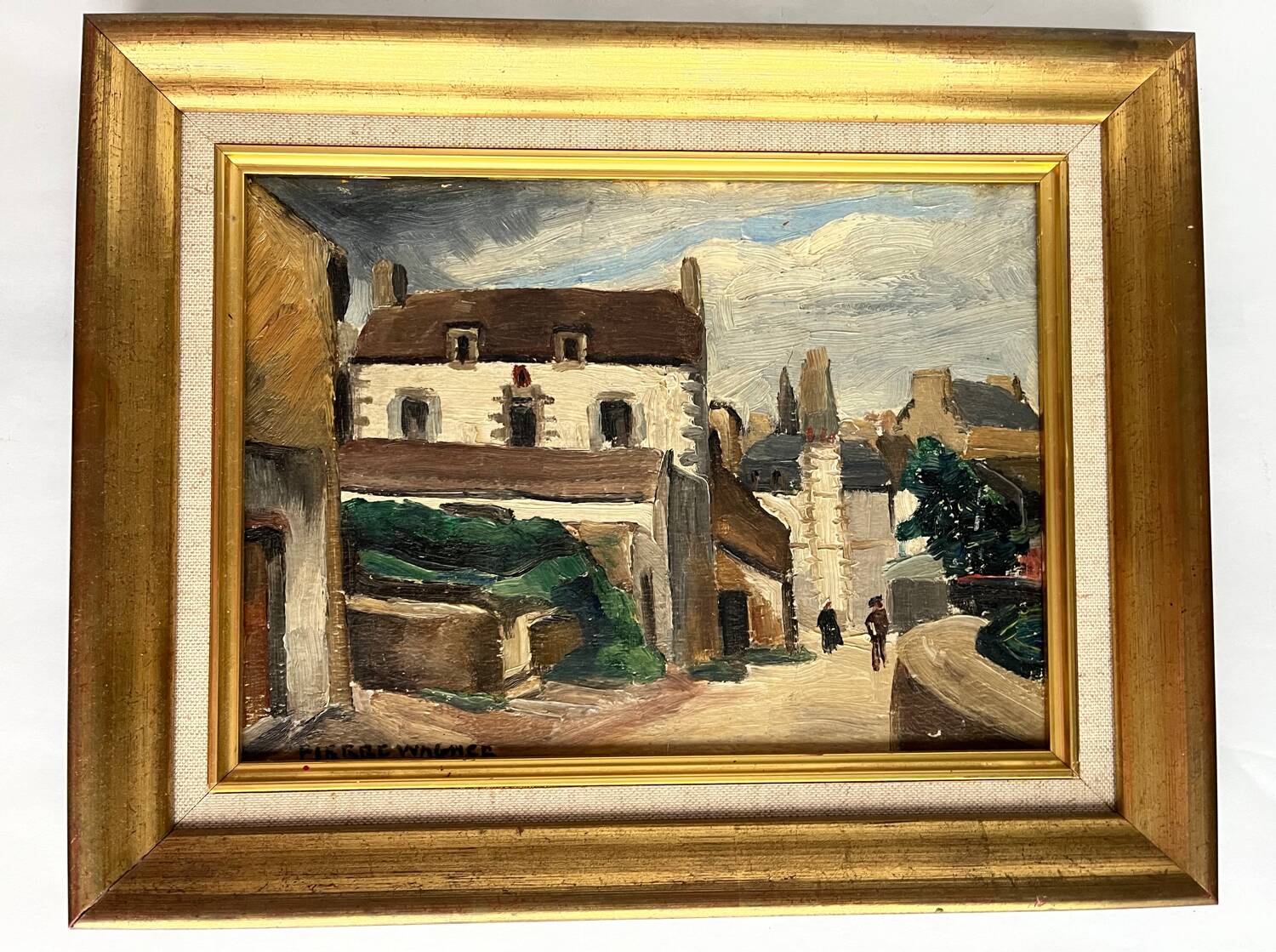 Tableau : huile sur panneau vue de village