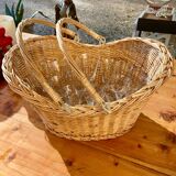 Wicker basket with double handles