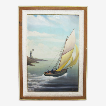 Peinture sur bois `thème marine'