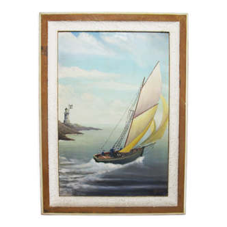 Peinture sur bois `thème marine'