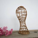Vintage rattan hat rack
