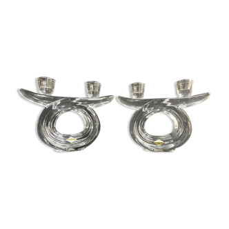 Vannes le Châtel - Candle holders with 2 lights (2) - Cristal