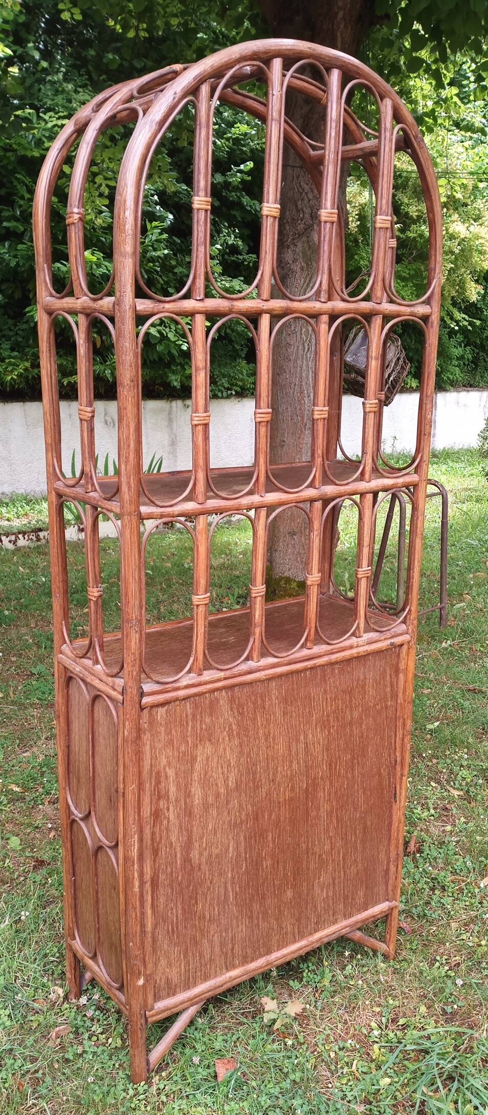 5-tier rattan bookcase shelf