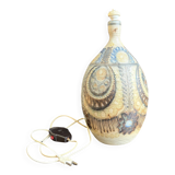 Stoneware lamp (base) signed Joël Courjault for Keraluc – floral decoration