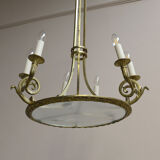 Antique gilded bronze empire chandelier original professionally rewired light