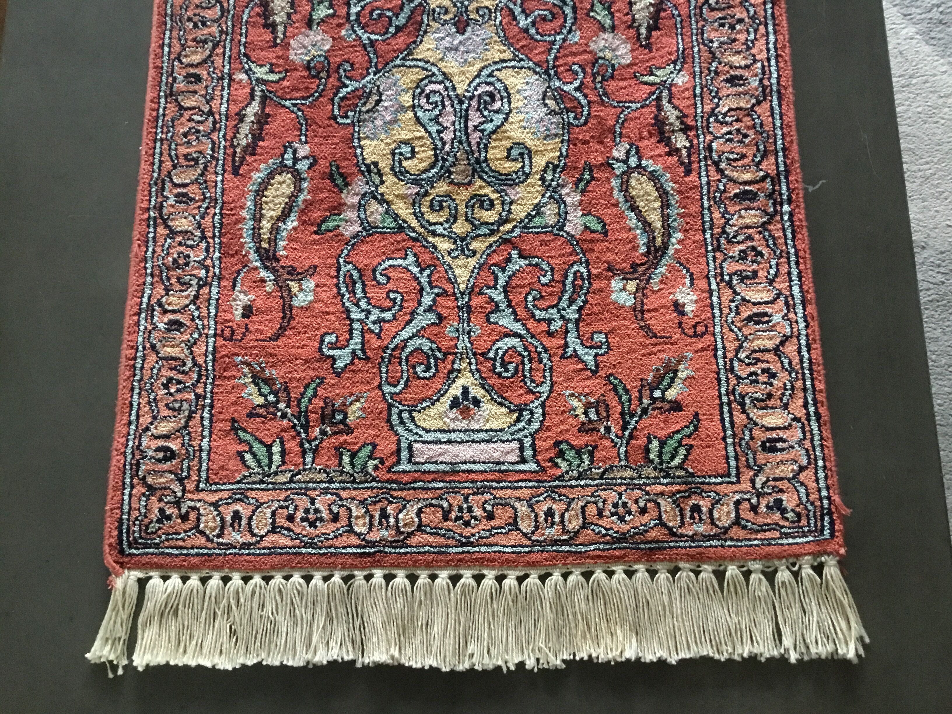 Tapis d’orient en cachemire et soie 44x92cm