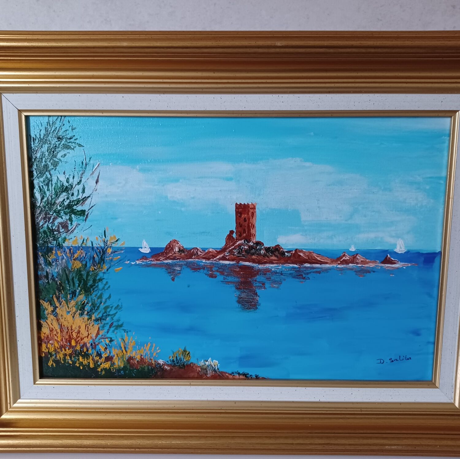 "L'île d'or le dramont" oil on canvas