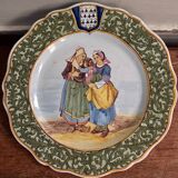 Porquier Scalloped Plate - Beautiful Rosporden and Pont-l'Abbé decor