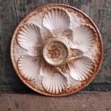 Vintage French Oyster Plate in Majolica from Longchamp